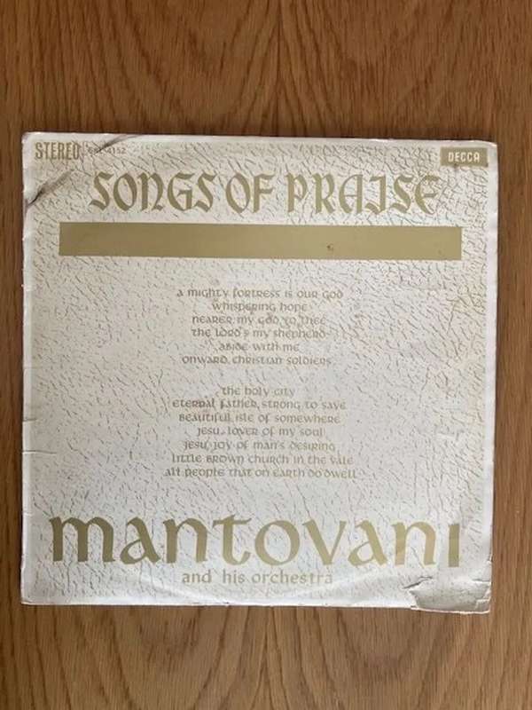 Record: Mantovani and his orchestra - Songs of Praise. 1981