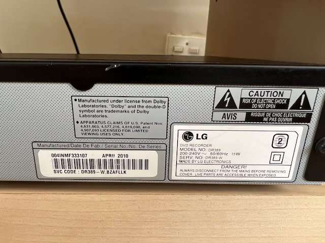 LG Digital DVD Recorder Model: DR389 with remote