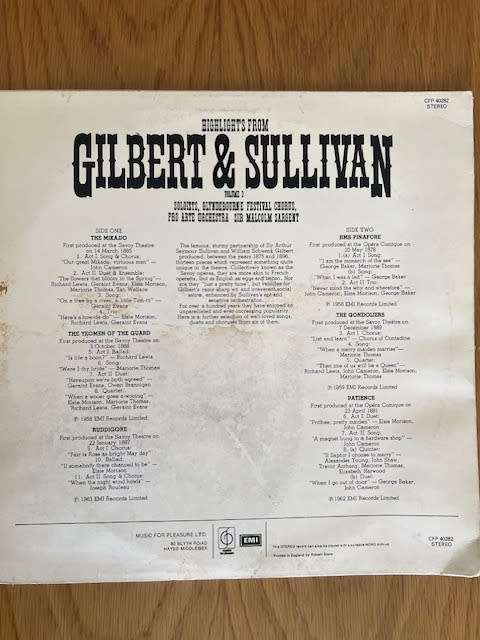 Record: Highlights from Gilbert & Sullivan Volume 3