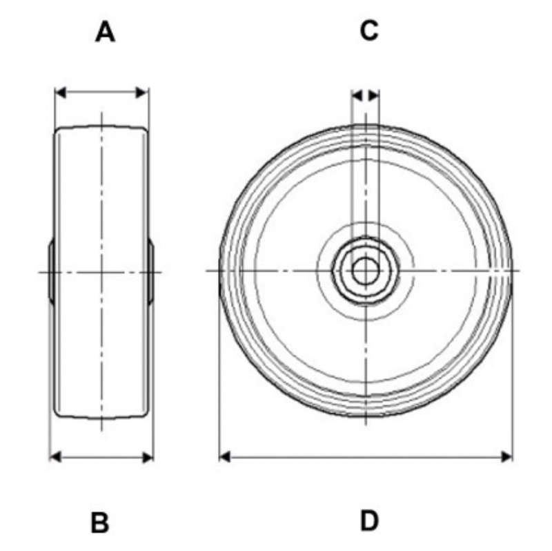 260mm Trolley Wheel - Pneumatic - 25mm ID - Rybro®