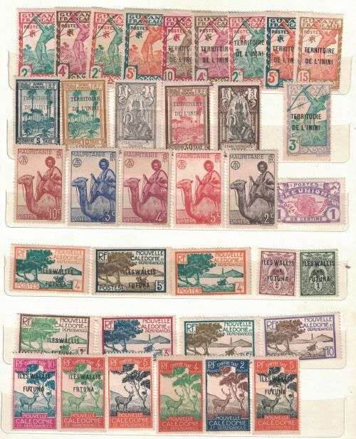 Stock Album with mint French Colonies and used France and other stamps