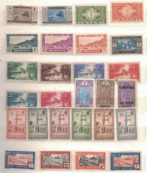 Stock Album with mint French Colonies and used France and other stamps