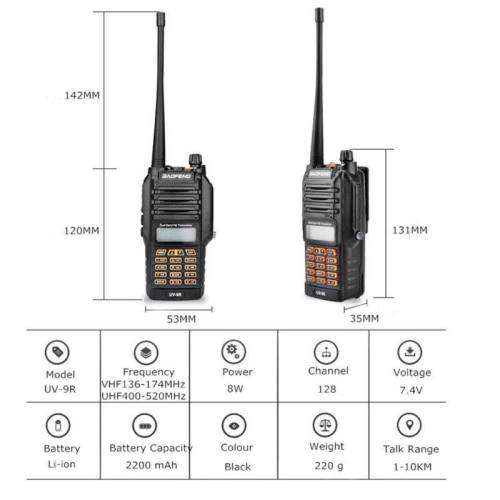 BAOFENG UV-9R PLUS UHF VHF DUAL BAND TWO WAY HAM RADIO WALKIE