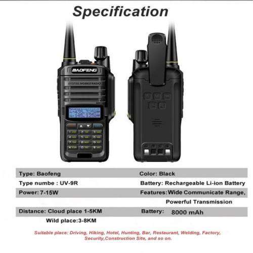 BAOFENG UV-9R PLUS UHF VHF DUAL BAND TWO WAY HAM RADIO WALKIE