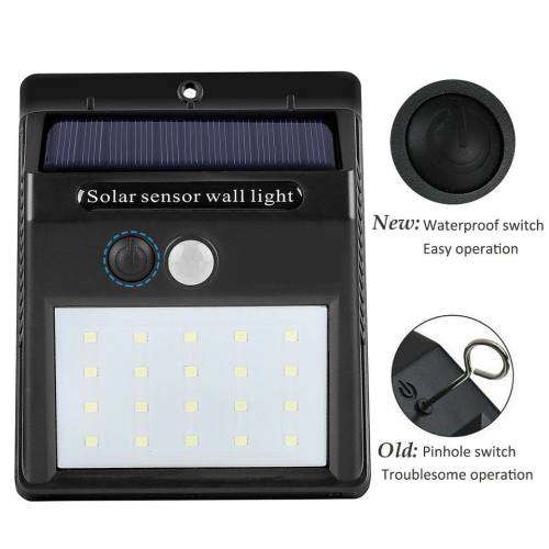 Pack Of 6 Solar Power 20 LED Wall Light Outdoor PIR Motion Sensor Garden Security Lamp