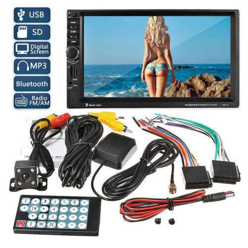 GPS Navigation HD Double 2 DIN Car Stereo MP5 Player Bluetooth Radio In Dash+Cam