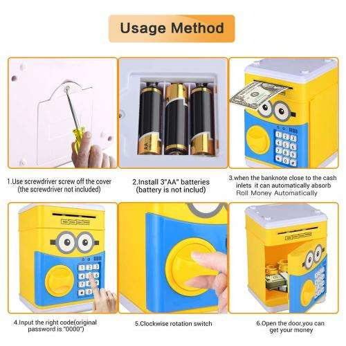 Kids Cartoon ATM Saving Box - Minions