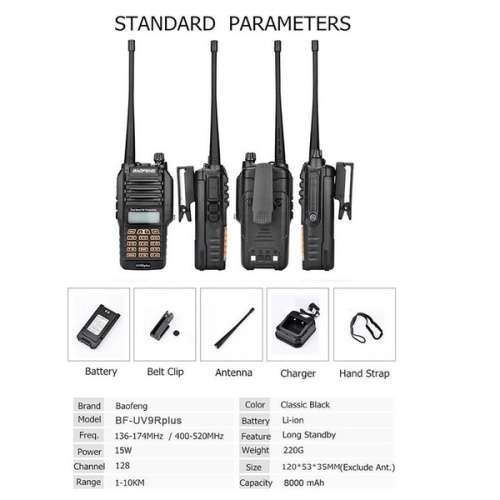 15W Updated Version BAOFENG UV-9R Plus Walkie Talkie VHF UHF Dual Band Handheld Two Way Radio