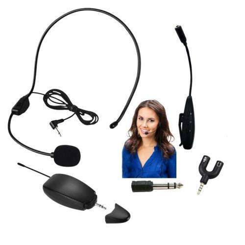 UHF Wireless Microphone Set with Headset Mic,Lavalier Lapel Mic,play for Speakers, Phones,Cameras