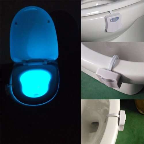 Smart Bathroom Toilet Night Light LED Body Motion Activated On/Off Seat Sensor Lamp 8 Color PIR