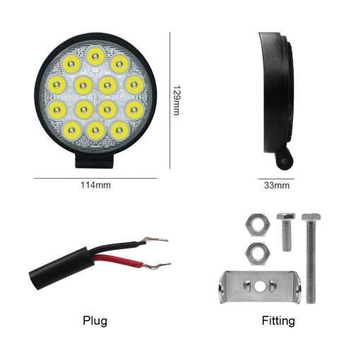 4PCS 42W Round LED Work Light Spotlight LED Light Bar