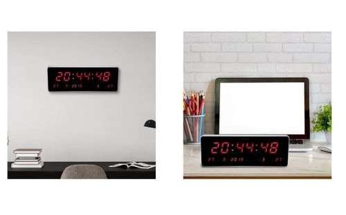 Alarm Wall Clock - LED Large Digital, Calendar, Temperature,Week