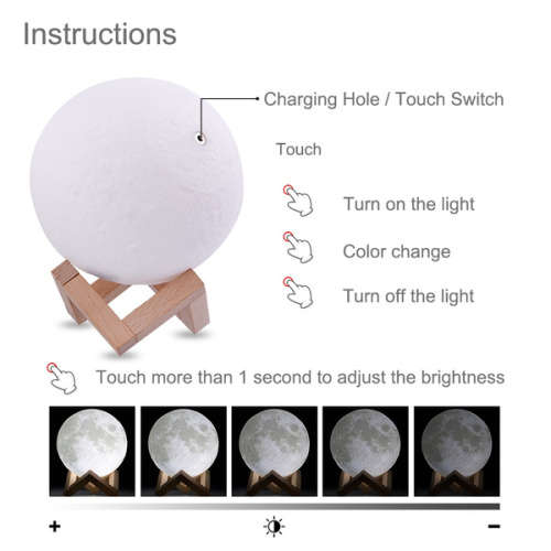 Rechargeable 3D Moon Light