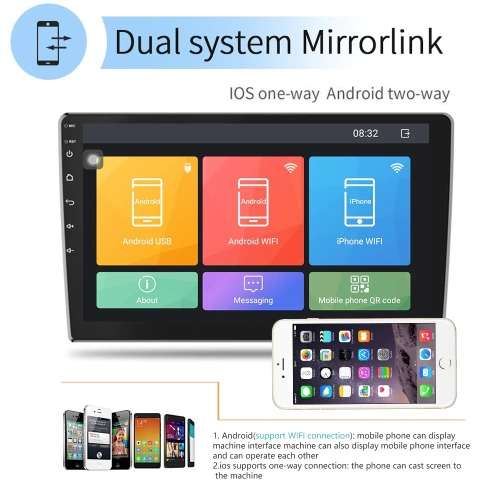 10" Android Car Radio Multimedia Player with Bluetooth Mirrorlink Audio Stereo FM USB MP5 player