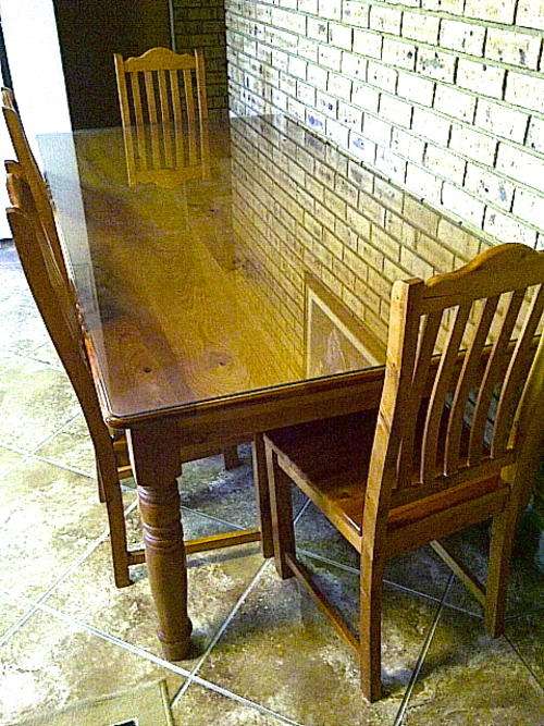 Solid Wood 8 SEATER DINING TABLE (with glass top) & 4 CHAIRS