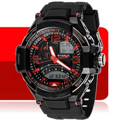Synoke Military Army Watch Digital Analog LED Wristwatch, 50M Water Resistant Date Week Alarm for Sp