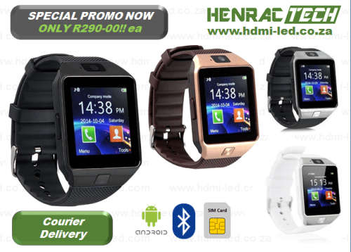 Smart Watch Phone, HZ12 Black, micro SIM & SD card slots, Bluetooth + Spare Strap
