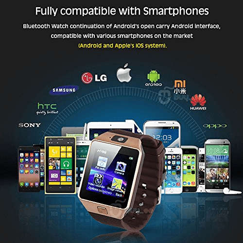 Smart Watch Phone, HZ12 Black, micro SIM & SD card slots, Bluetooth + Spare Strap