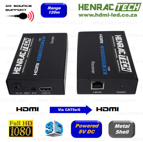 HDMI BALUN EXTENDER (pair), 60M, CAT, with HDMI Pass Through + IR support