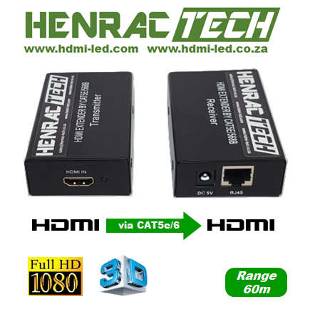 HDMI BALUN EXTENDER (pair), 60M, CAT, with HDMI Pass Through + IR support