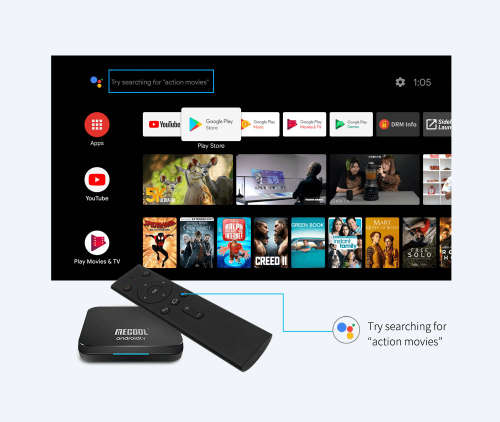 Google Certified Android TV Box, MeCool KM9Pro, 4/32GB, 4K UHD Android 9, 4x core CPU,