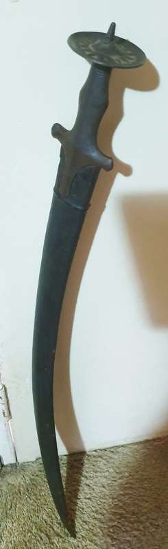 19th Century Indian Sorohi sword with leather sheath