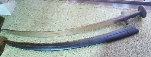 19th Century Indian Sorohi sword with leather sheath