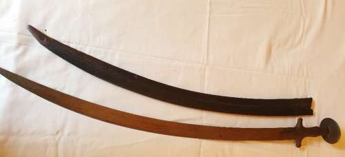 19th Century Indian Sorohi sword with leather sheath