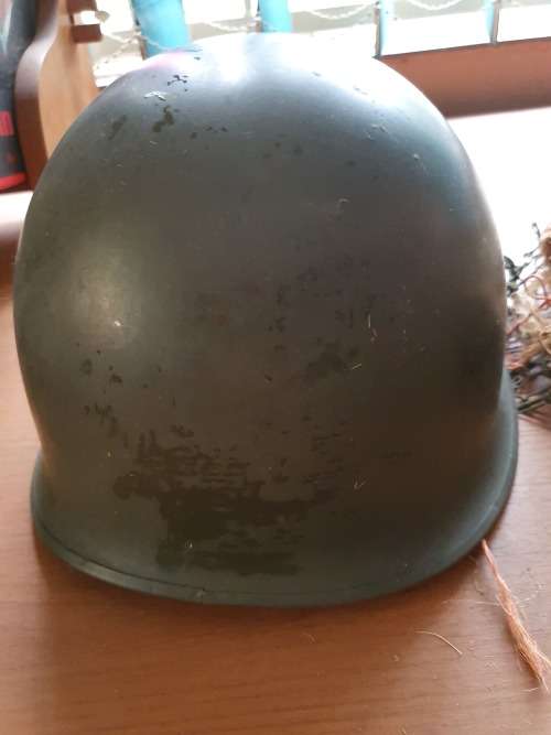 SADF Border War infantry helmet with camo net and strap