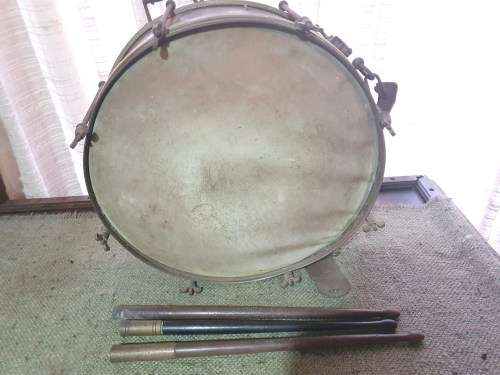 Rare mid-19th century French Army drum with drumsticks