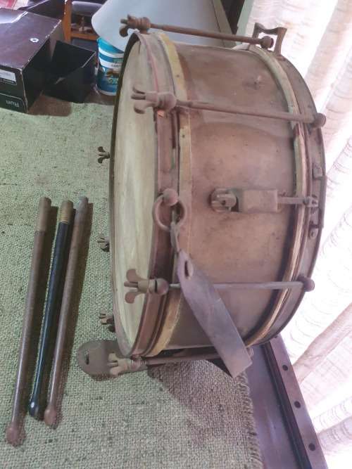 Rare mid-19th century French Army drum with drumsticks