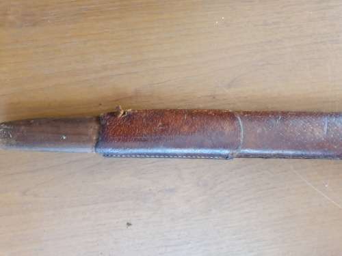 British 1845 Pattern Sword Wilkinson type blade with leather scabbard
