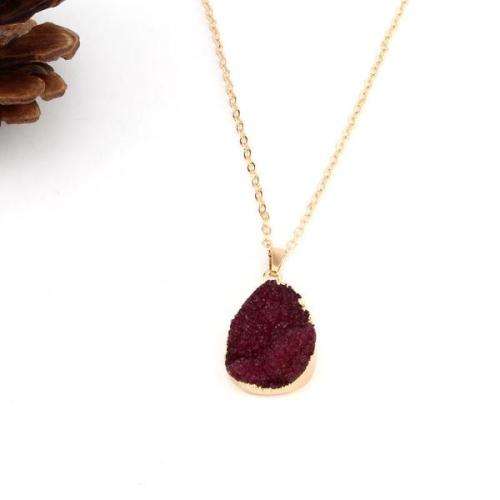 Stunning rose, onyx or Ruby resin pendant cluster in gold with chain