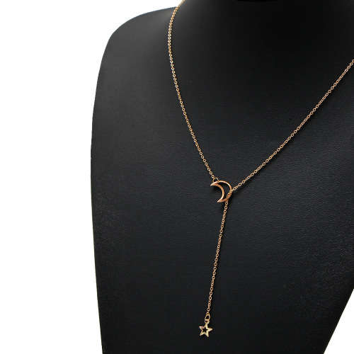 Gorgeous moon and star floating necklace