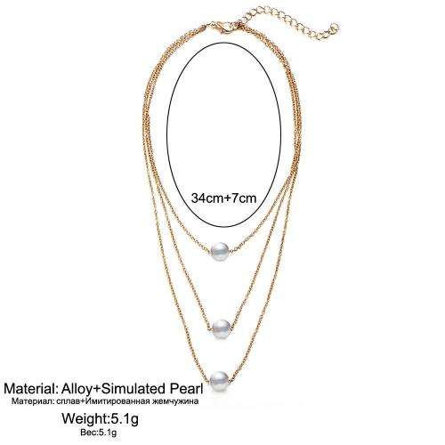 Multi chain necklace with faux pearls