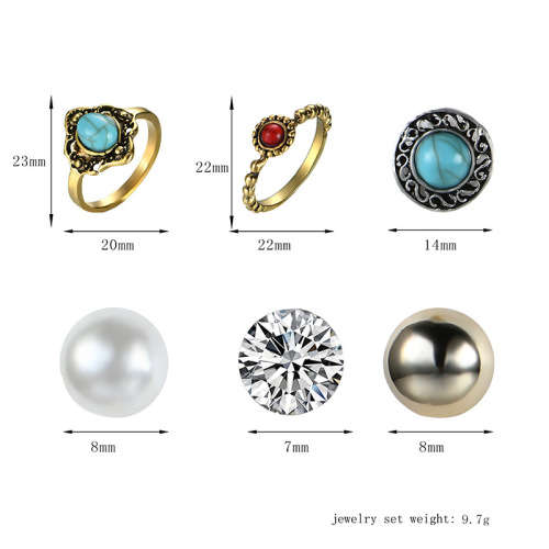 Gorgeous Six piece Turquoise ring and earring set