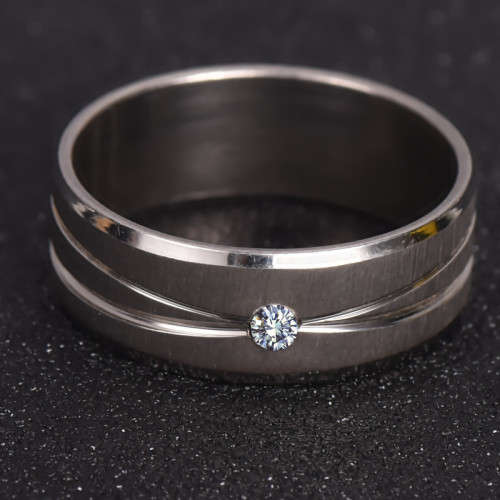 Stunning Stainless steel ring with AAA created Diamond