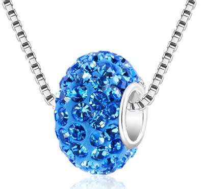 Blue Shambala crystal pendant and chain