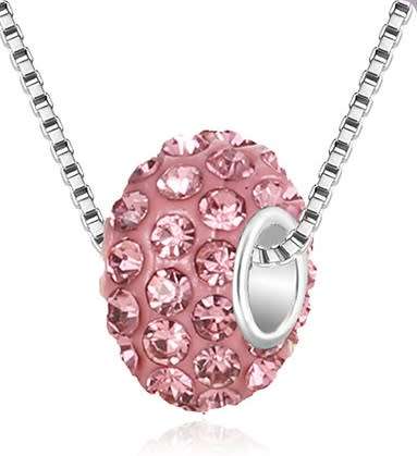 Pink Shambala crystal pendant and chain