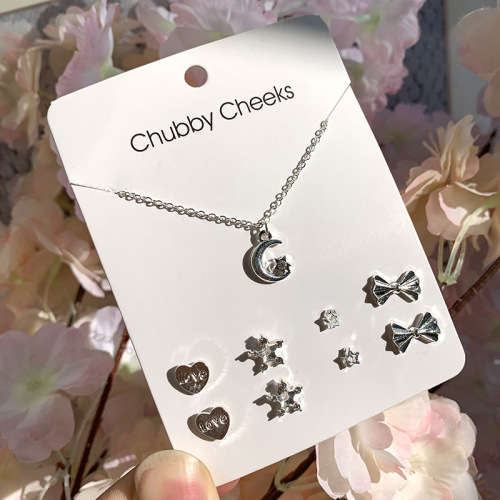 Moon and star Necklace with earring set