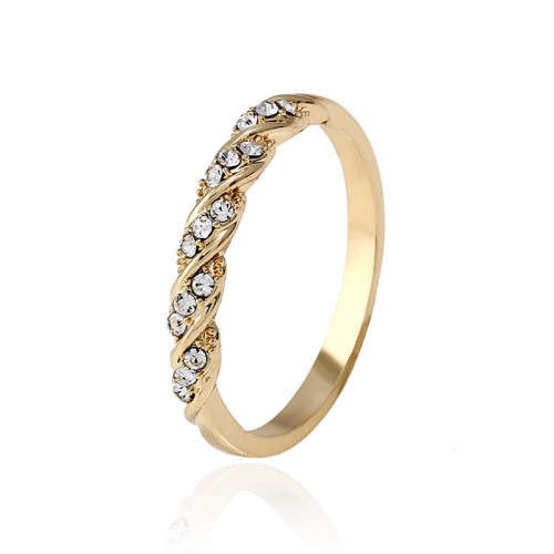 Stunning twisted yellow gold plated AAA sim diamond ring