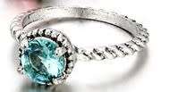 Stunning Tibetan silver Aqua ring