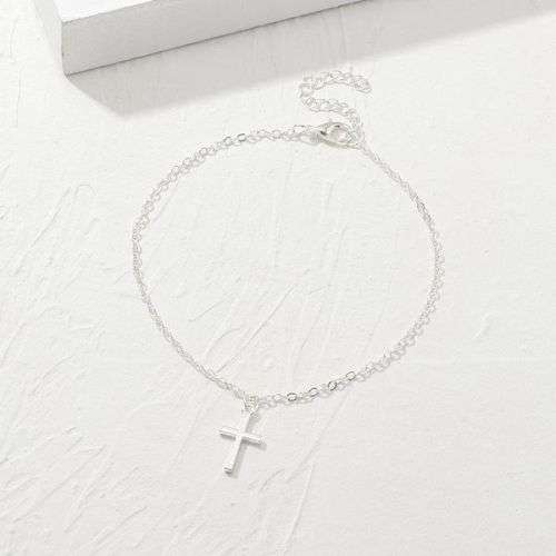 Stunning sterling silver plated cross ankle chain