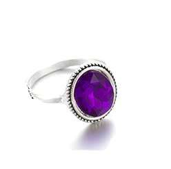 Gorgeous Tibetan silver Sim Amethyst aztec ring