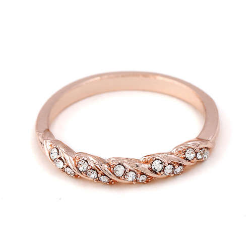 Gorgeous Rose gold plated AAA sim diamond twist ring
