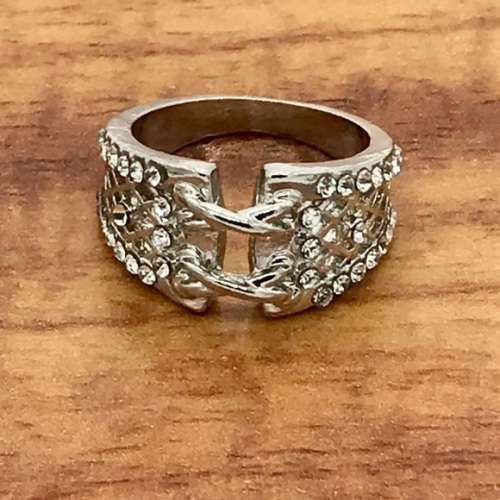 Stunning Sterling silver plated Corset ring with AAA sim diamonds