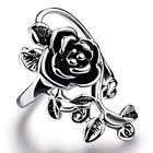 Stunning sterling silver plated Rose and vine ring