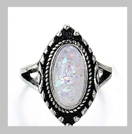 Gorgeous Oval Tibetan silver sim opal ring