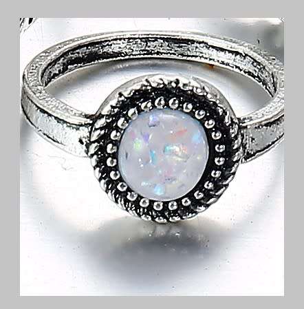 Gorgeous Tibetan silver circular sim opal ring