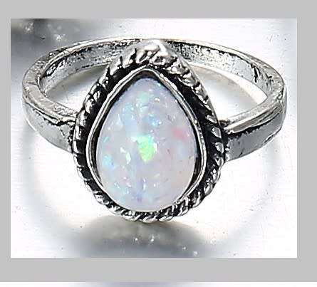 Gorgeous Tibetan silver Tear drop sim opal ring